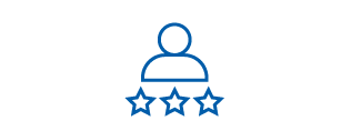 Icon graphic of person with three stars under them.