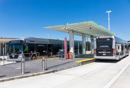 METRORapid vehicle at Northwest Transit Center.