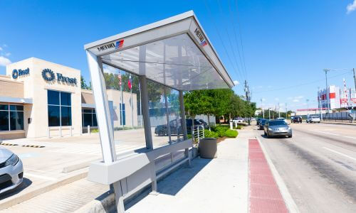 Cantilever bus shelter along the 54 Scott route