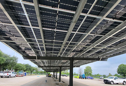 Solar panels being installed at the Townsen Park and Ride facility.