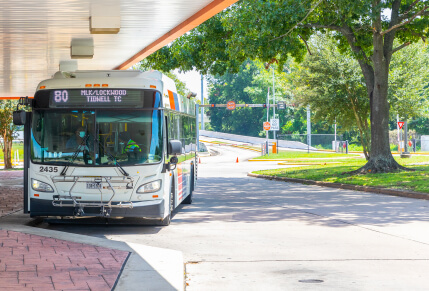 Photo of a METRO local bus on the 80 MLK/Lockwood route at the Tidwell Transit Center.