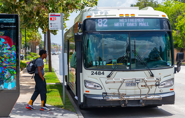 Rider boarding the 82 Westheimer local bus