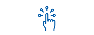 Icon of hand point and activating something, usability.