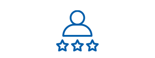 Icon of person with three stars, suitability.