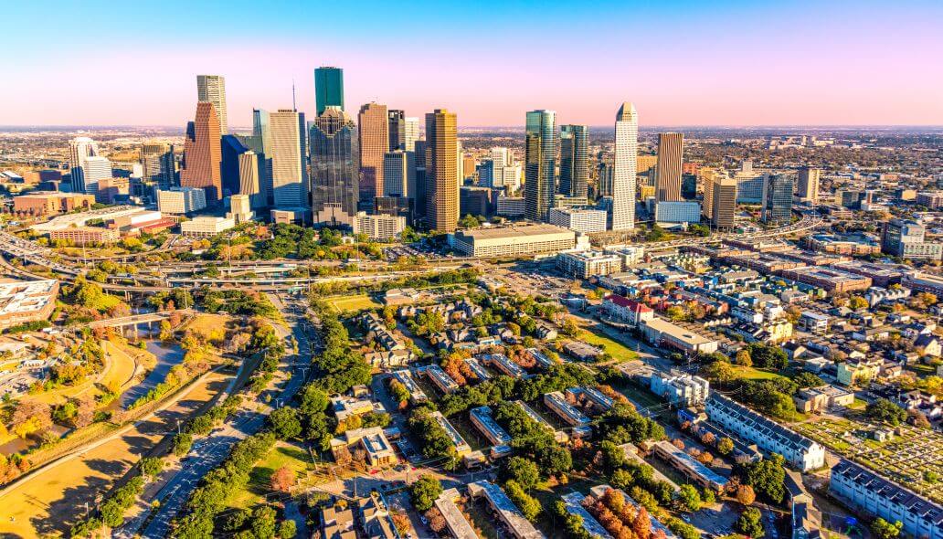 Aerial view of Houston skyline