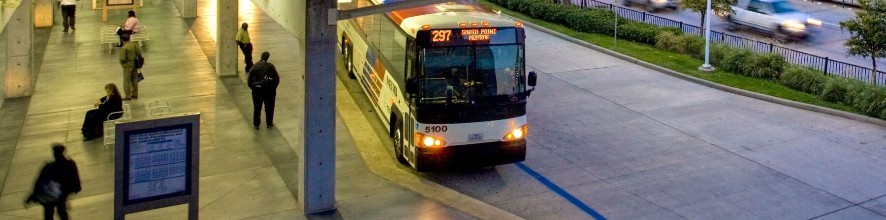 297 South Point / Monroe / TMC Park & Ride bus at Texas Medical Center Transit Center.
