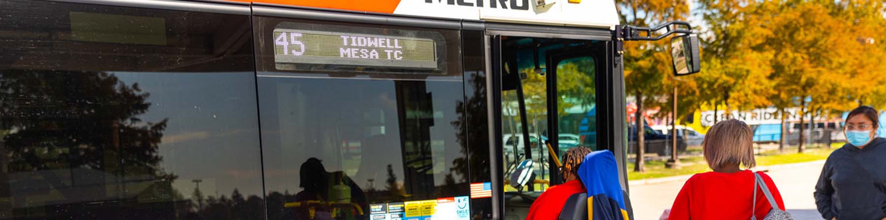 45 Tidwell customers boarding bus.