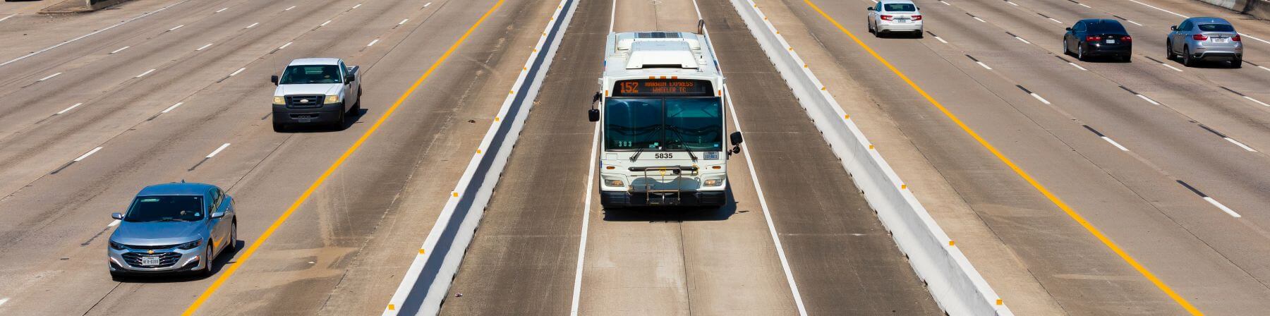 152 Harwin Express bus in Highway 59 North HOV express lane
