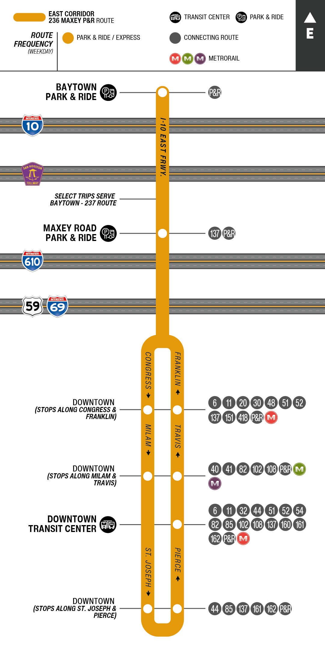 Route map for 236 Maxey Park & Ride bus