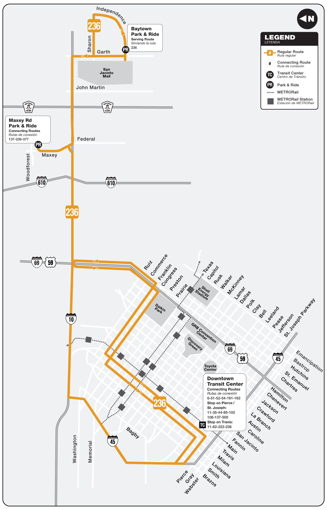 Route map for 236 Maxey Park & Ride bus
