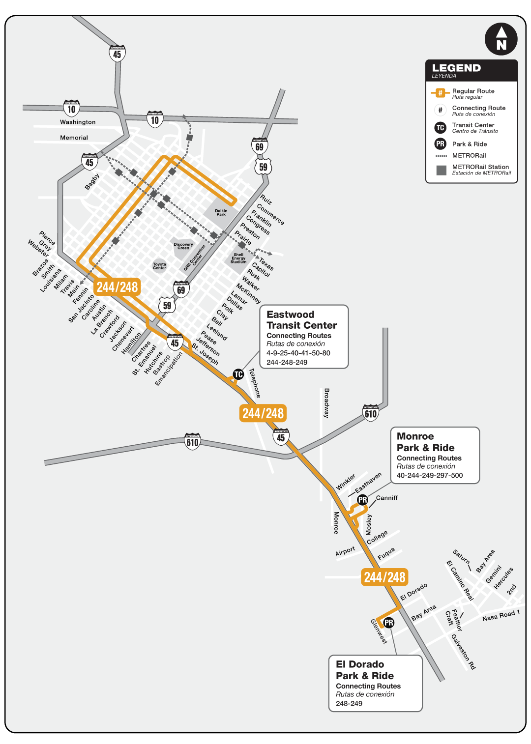 Route map for 244 Monroe / El Dorado Park & Ride bus