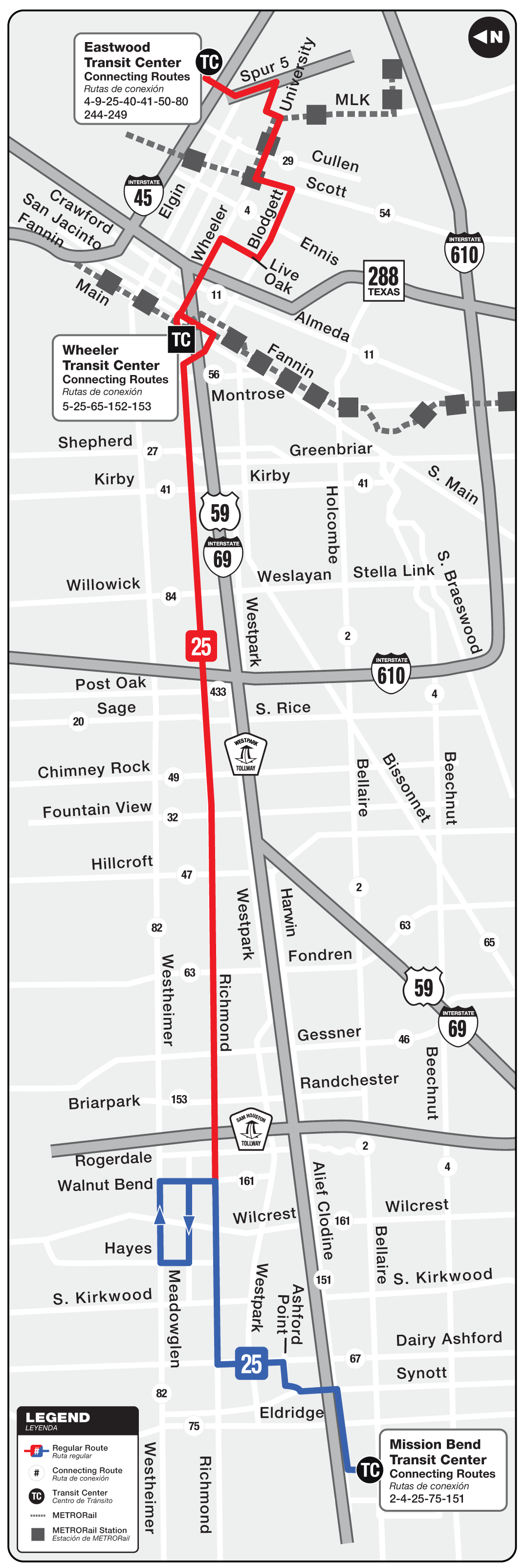 Route map for 25 Richmond bus.
