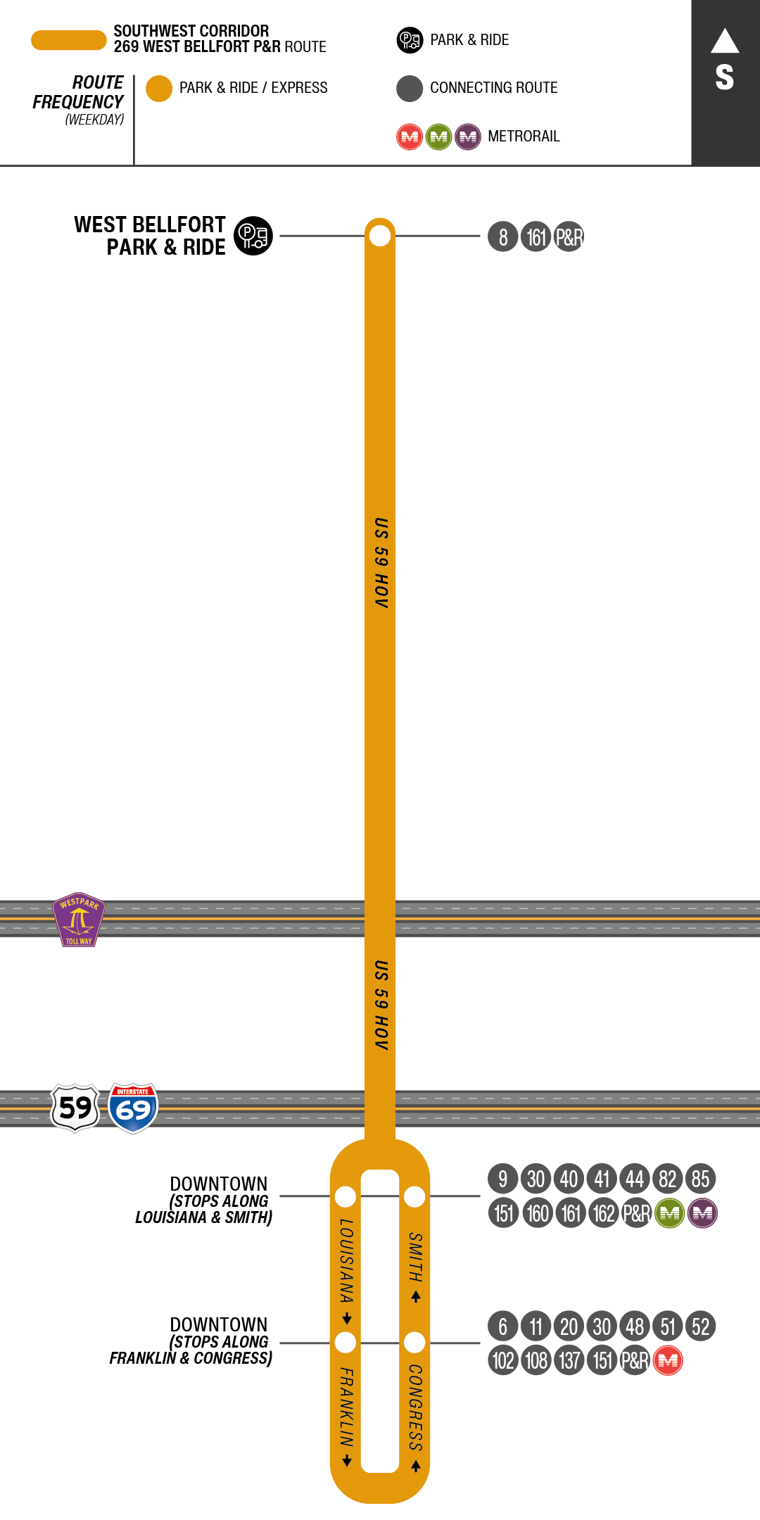 269 West Bellfort Park and Ride Bus Route Map