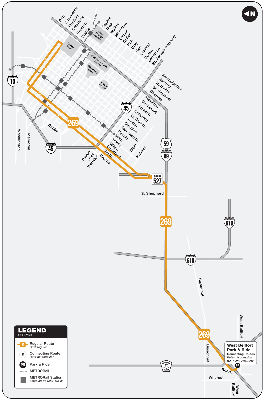 269 West Bellfort Park and Ride Bus Route Map