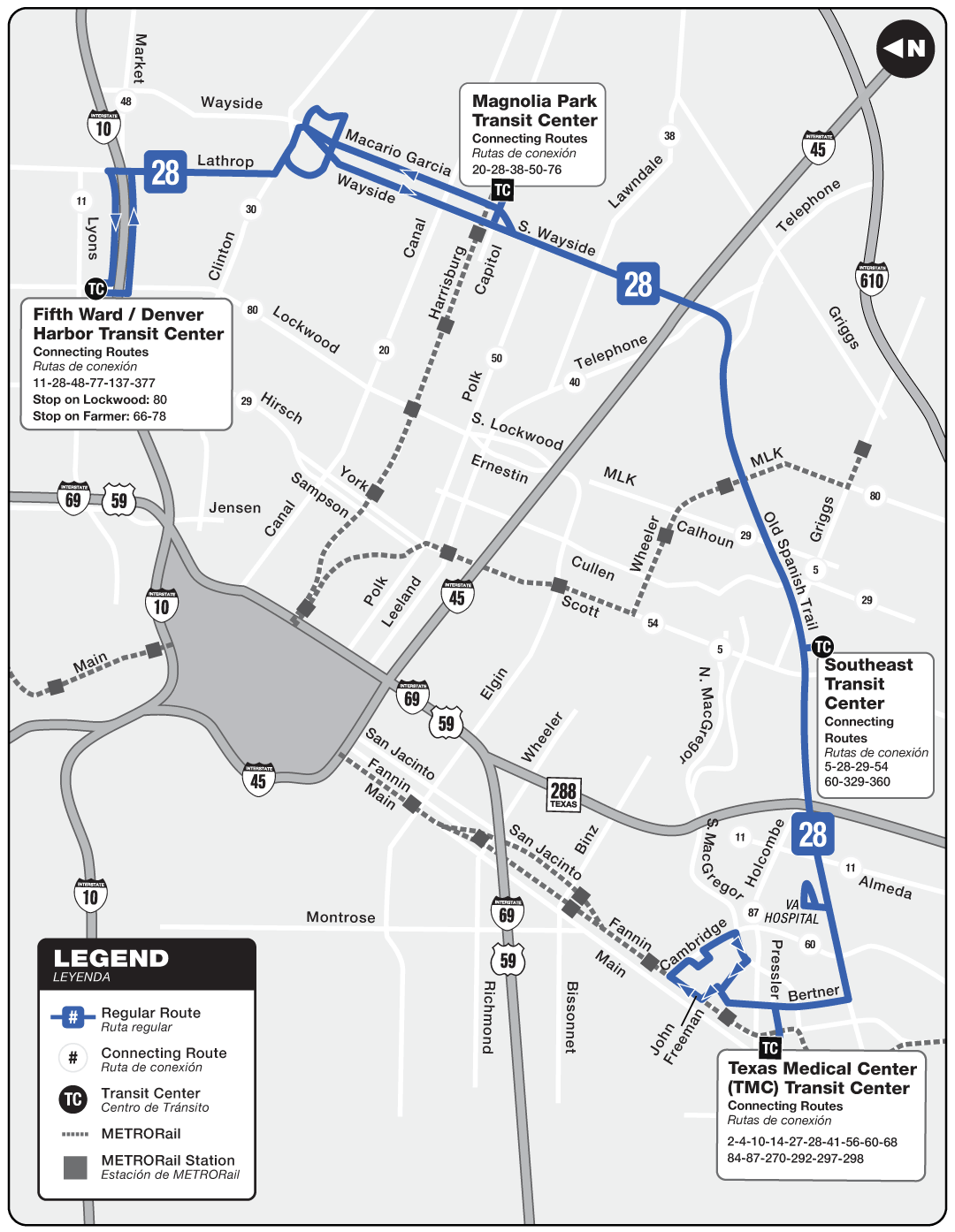 Route map for 28 OST Wayside bus