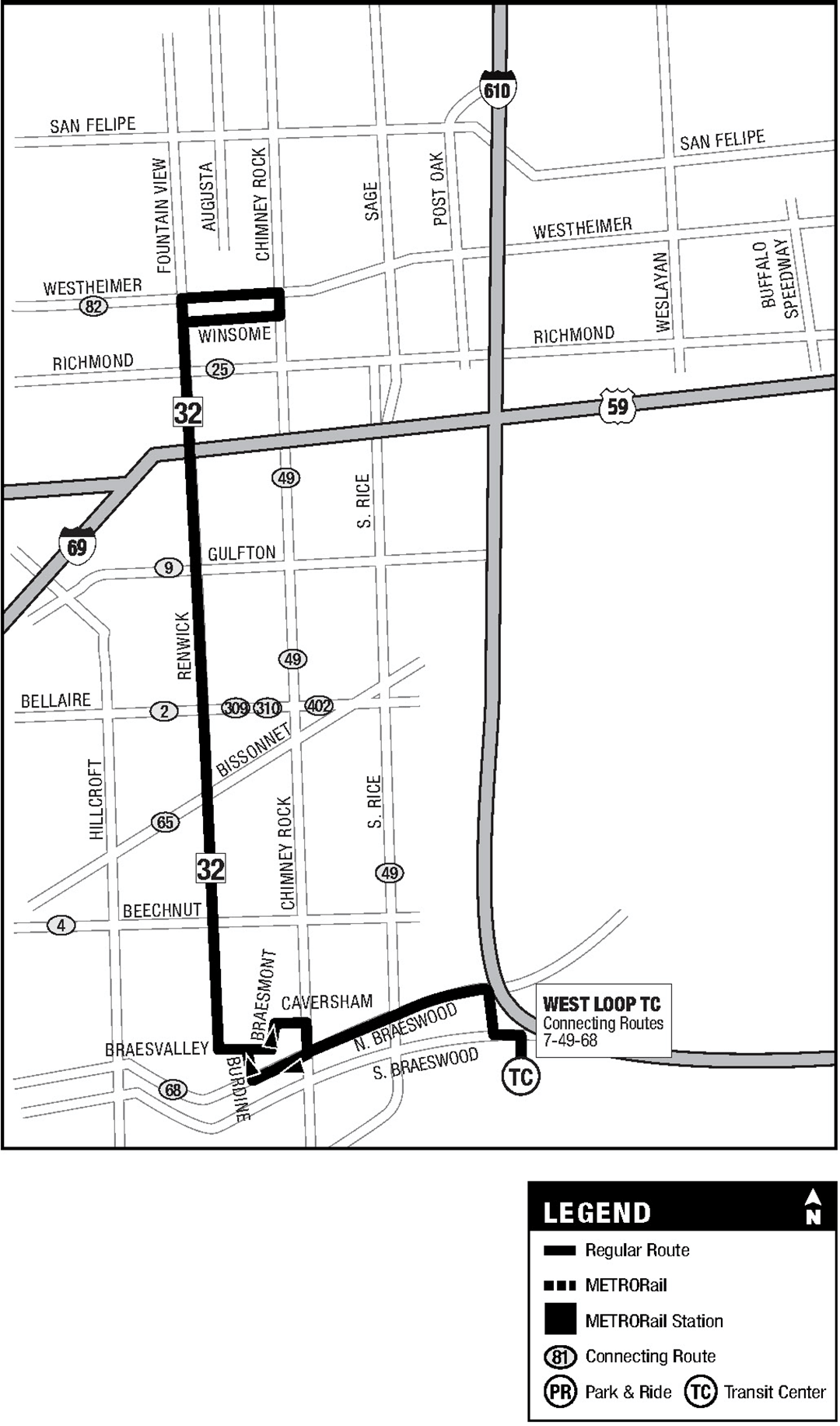 Route map for 32 Renwick bus