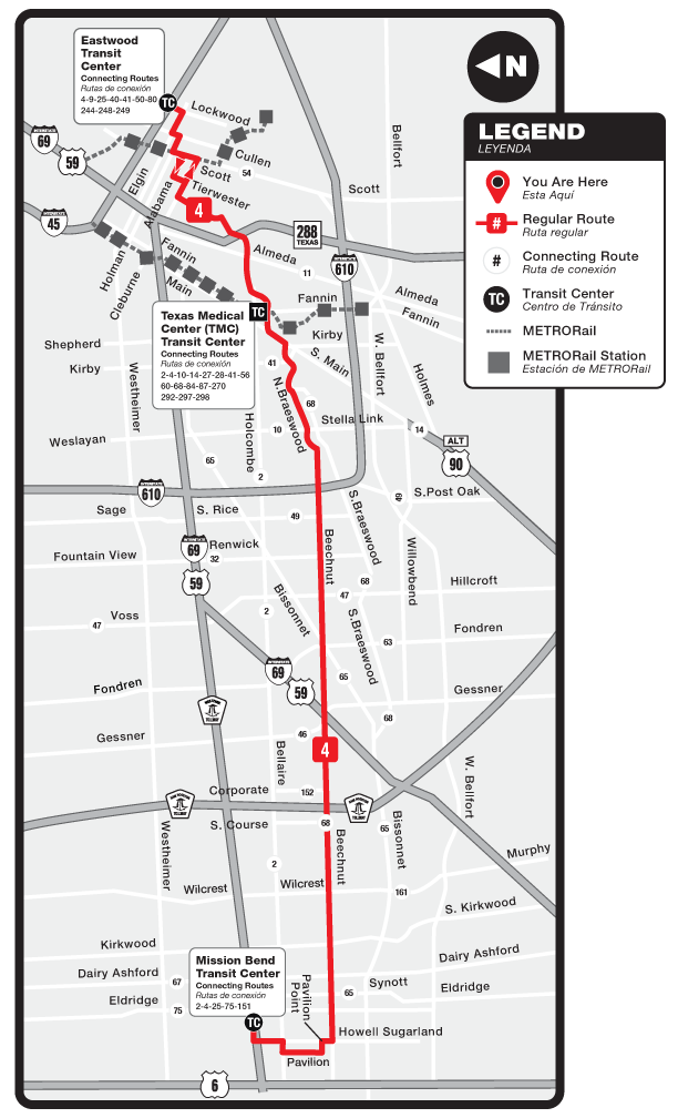 Route map for 4 Beechnut bus