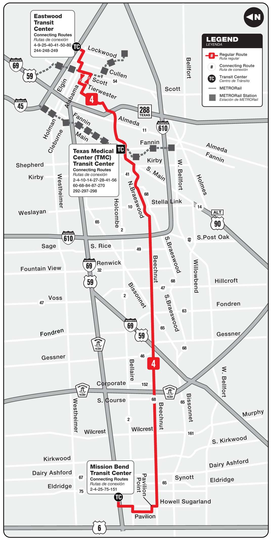 Route map for 4 Beechnut bus