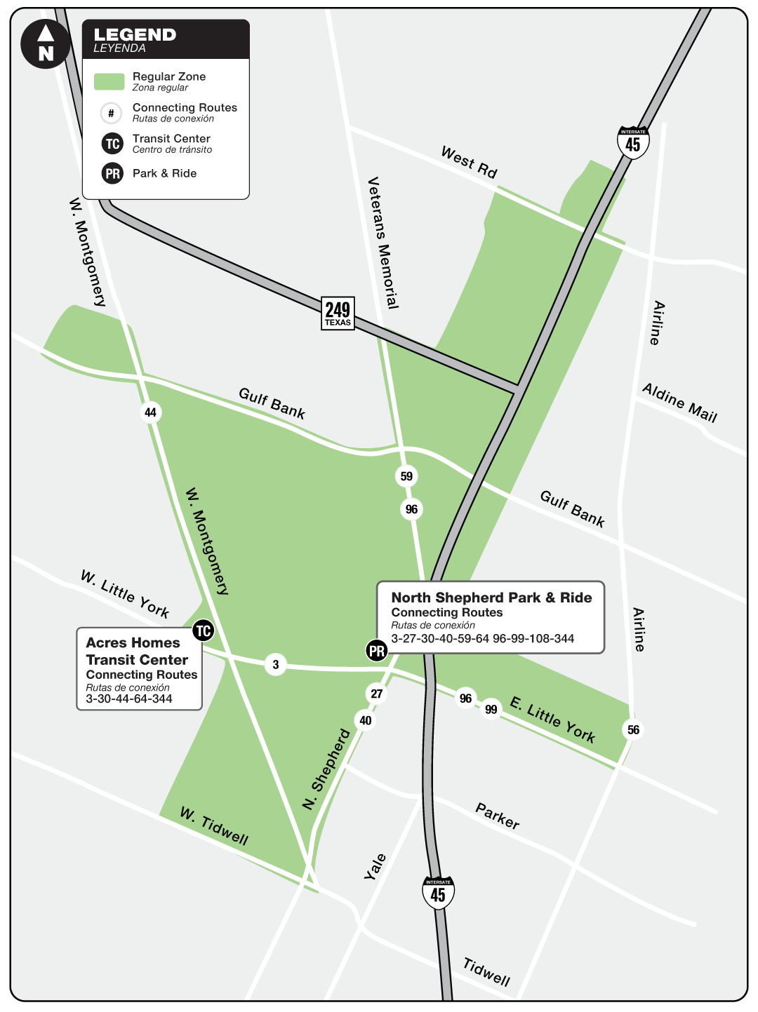 Route map for 344 Acres Homes - curb2curb shuttle