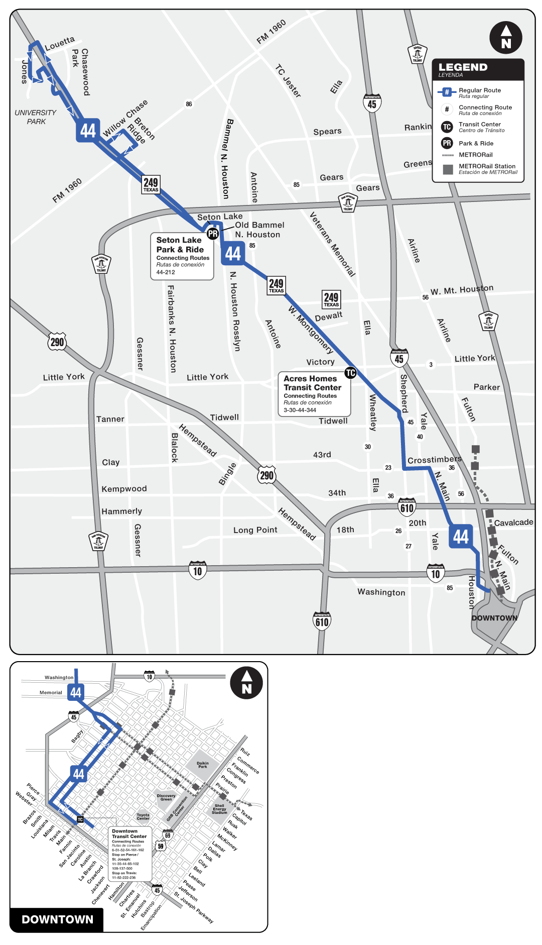 Route map for 44 Acres Homes bus