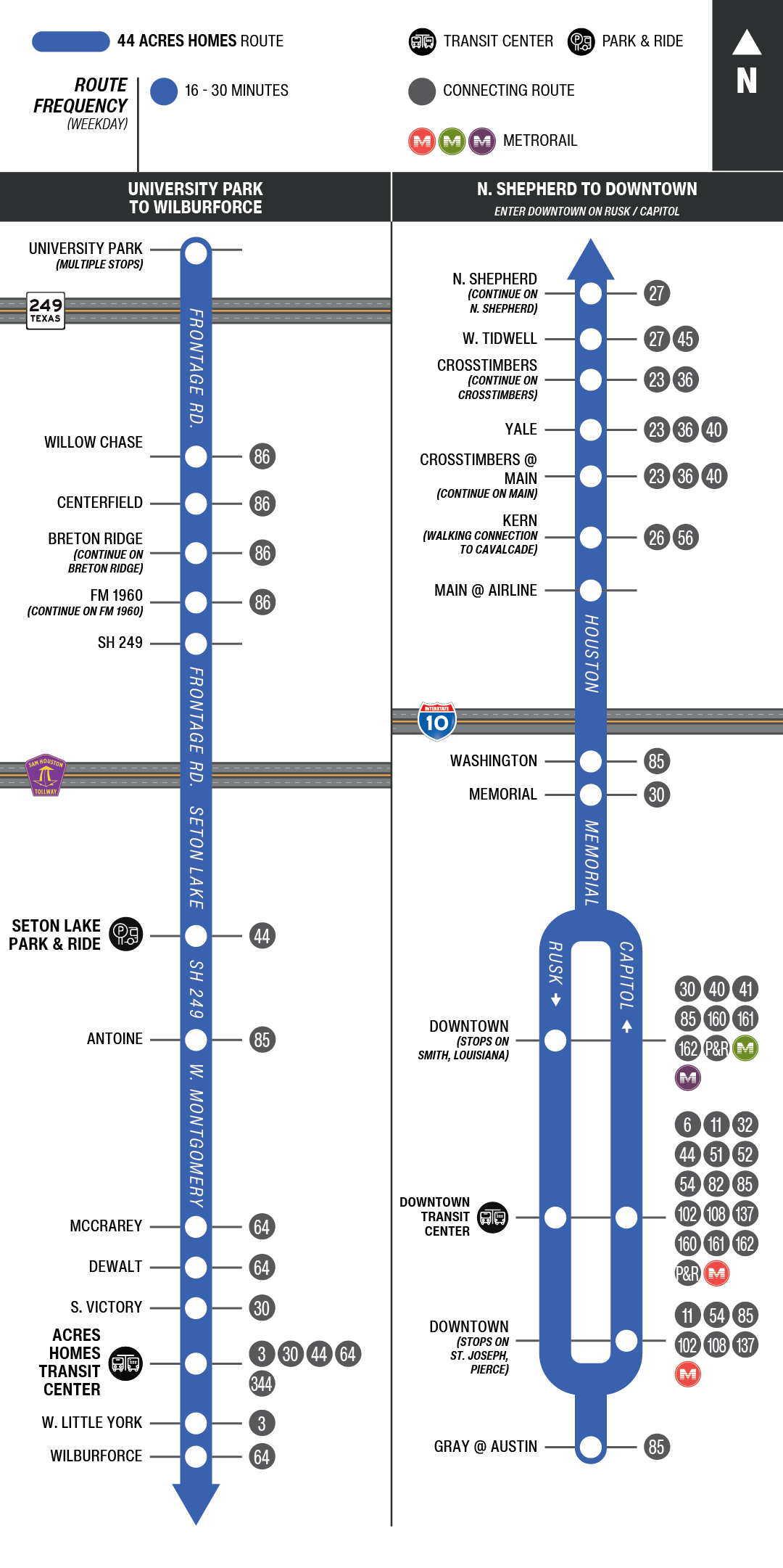 Route map for 44 Acres Homes bus