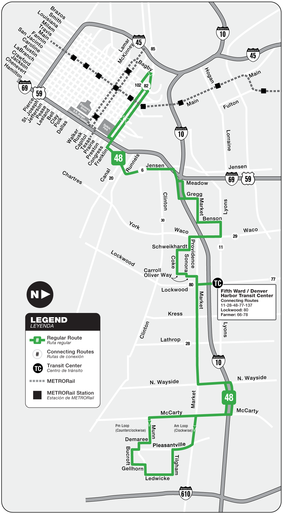 Route map for 48 Market bus