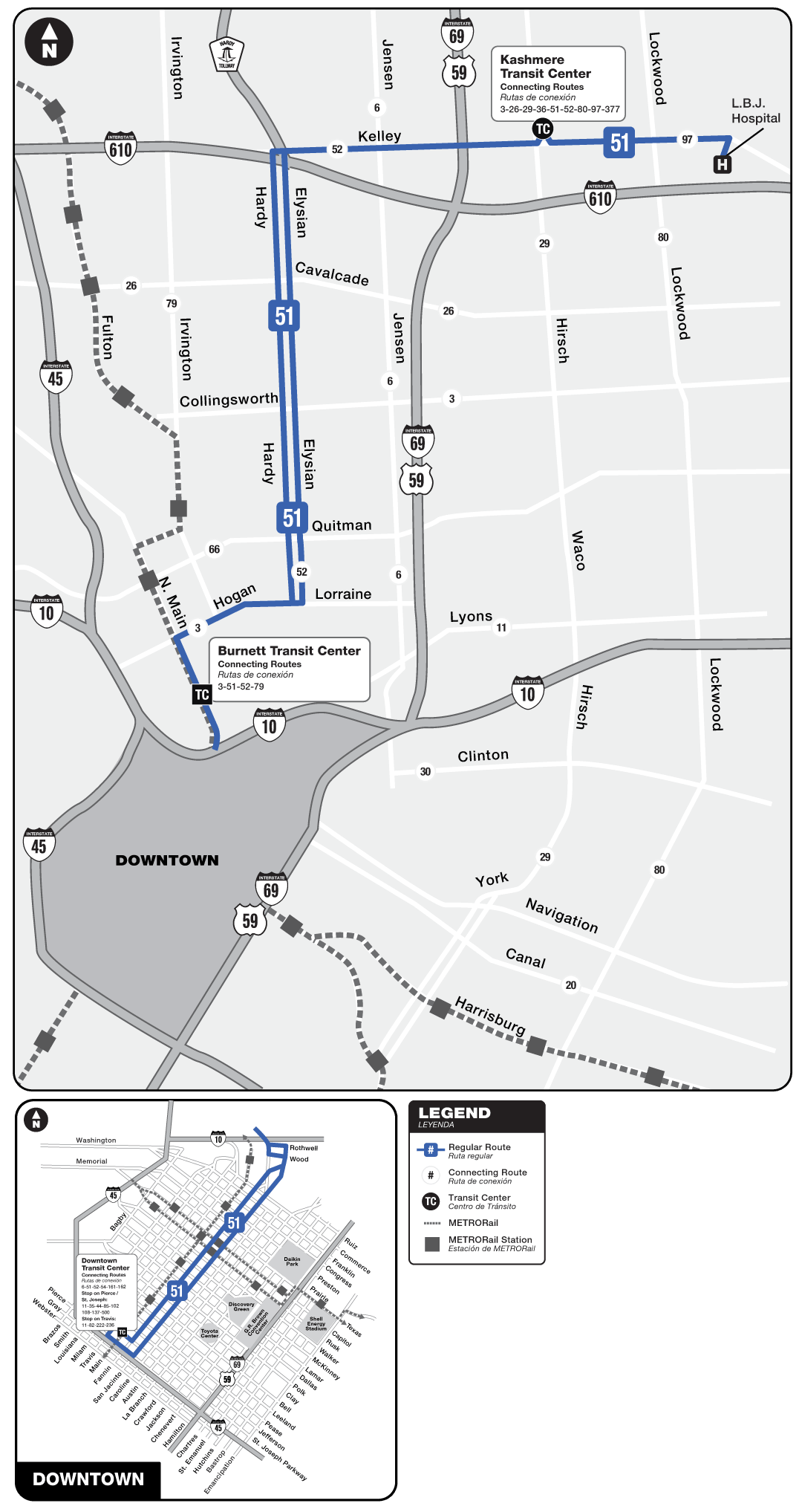 Route map for 51 Hardy-Kelley bus