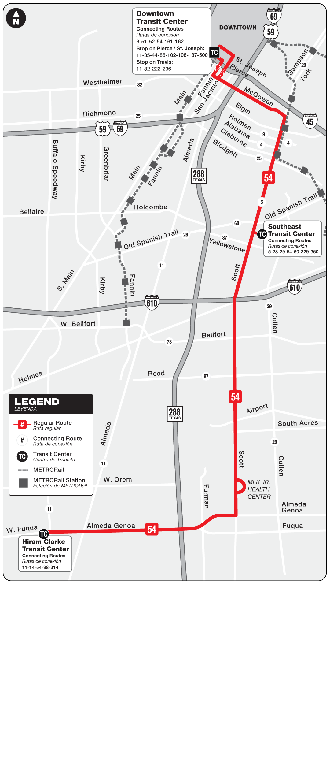 Route map for 54 Scott bus