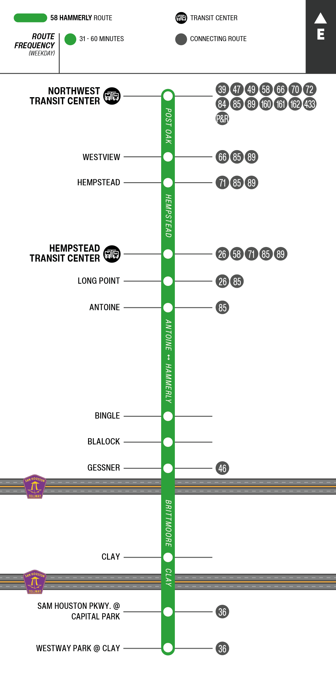 Route map for 58 Hammerly bus