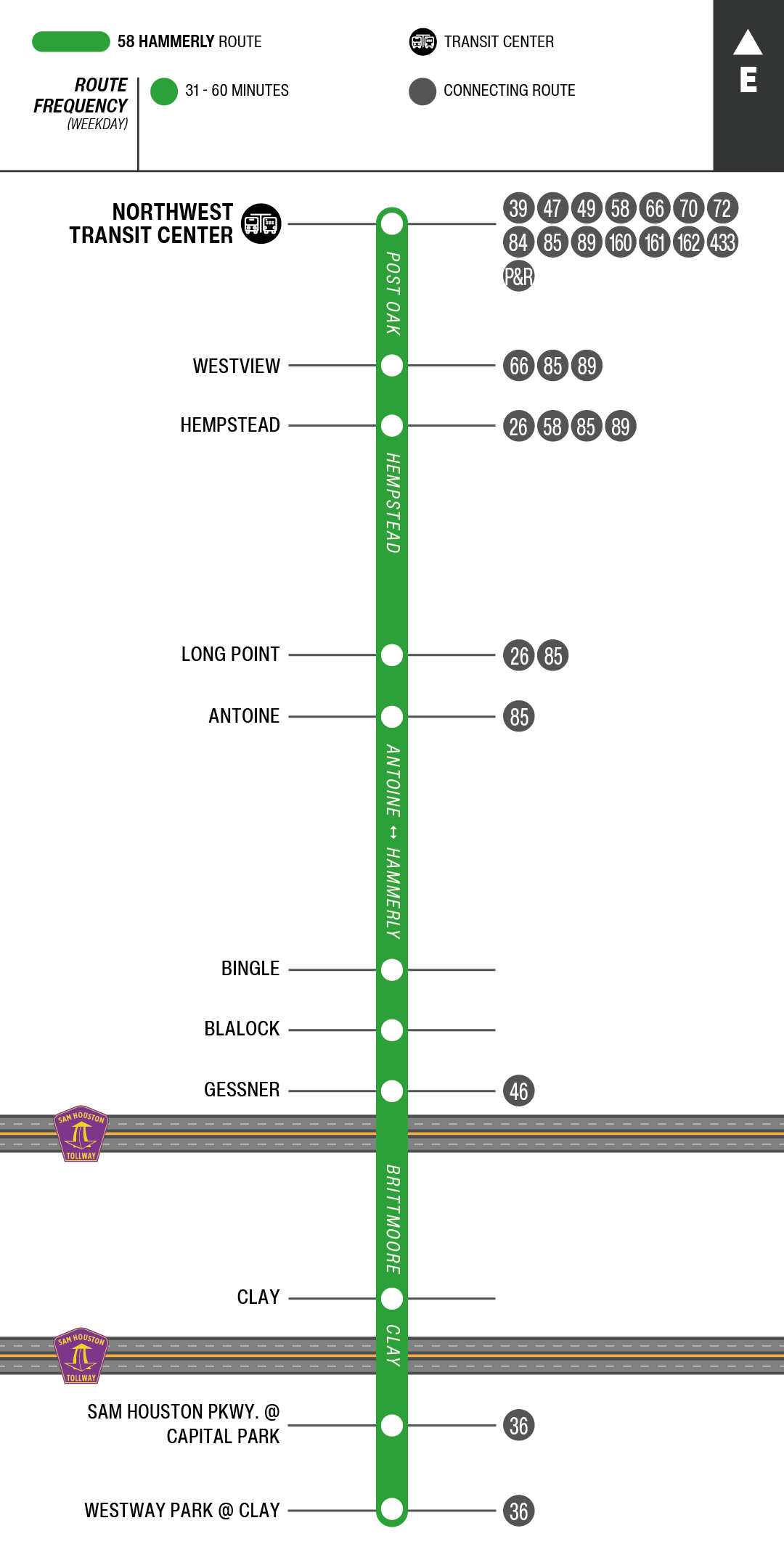 Route map for 58 Hammerly bus