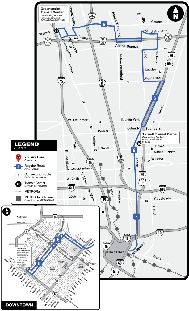 Route map for 6 Jensen / Greens bus