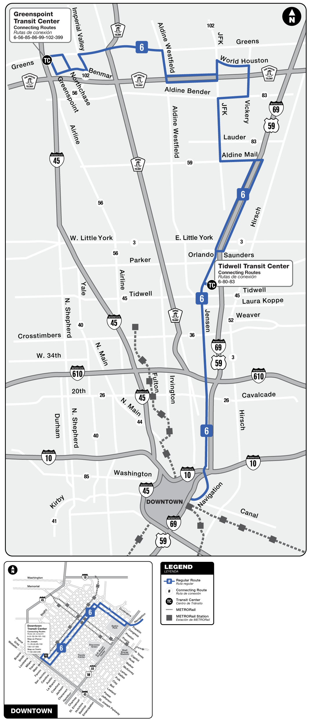 Route map for 6 Jensen / Greens bus