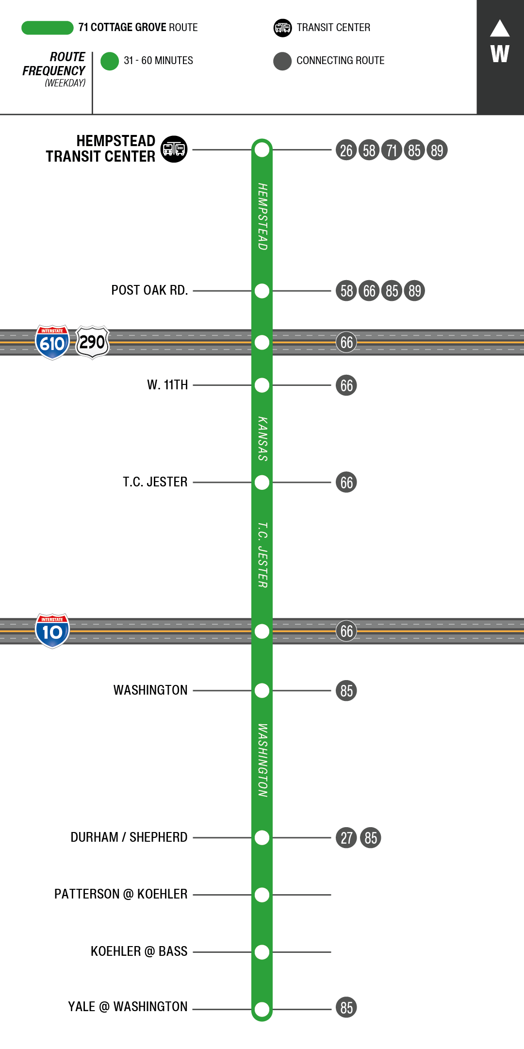 Route map for 71 Cottage Grove bus