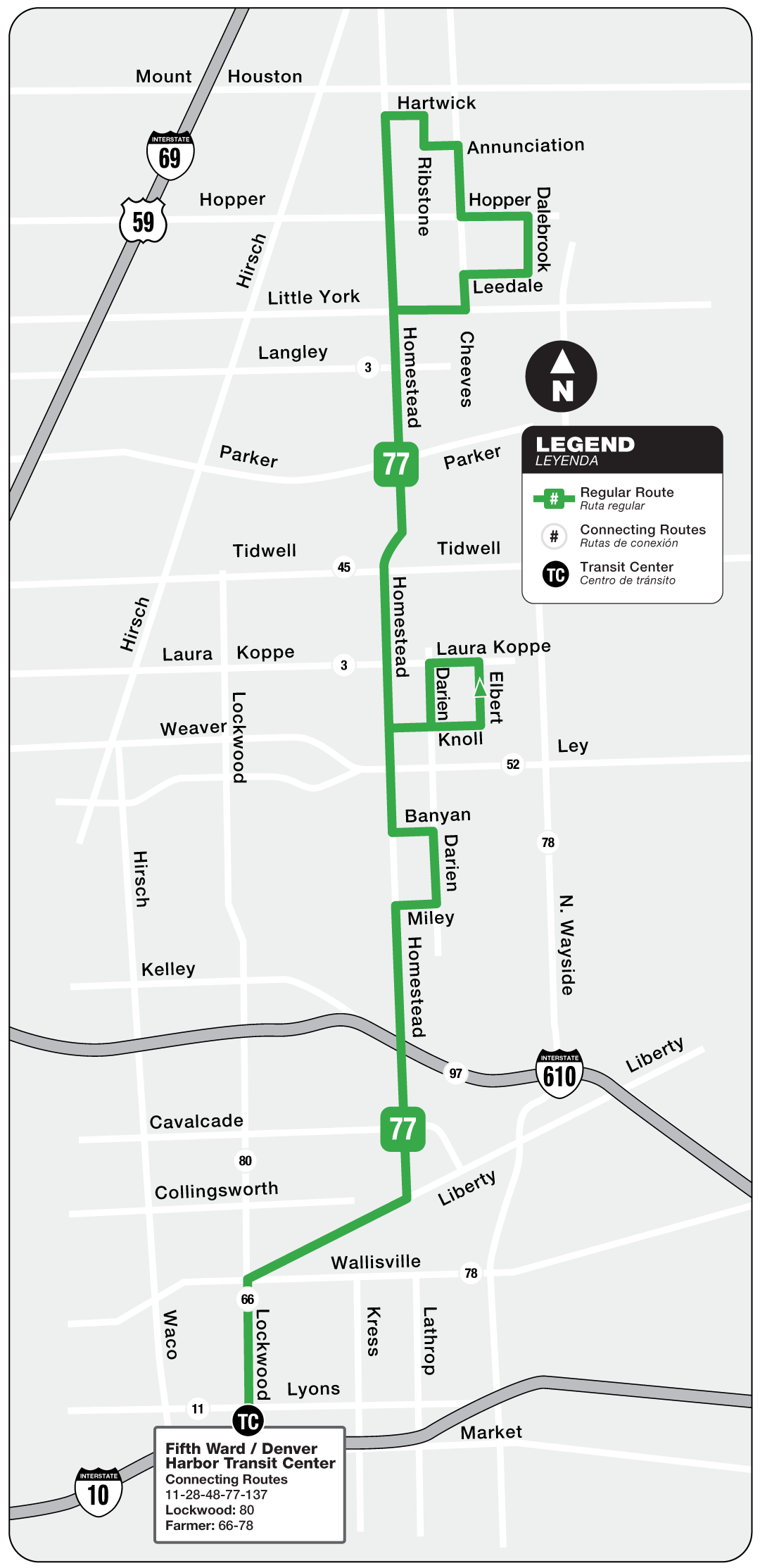 Route map for 77 Homestead bus