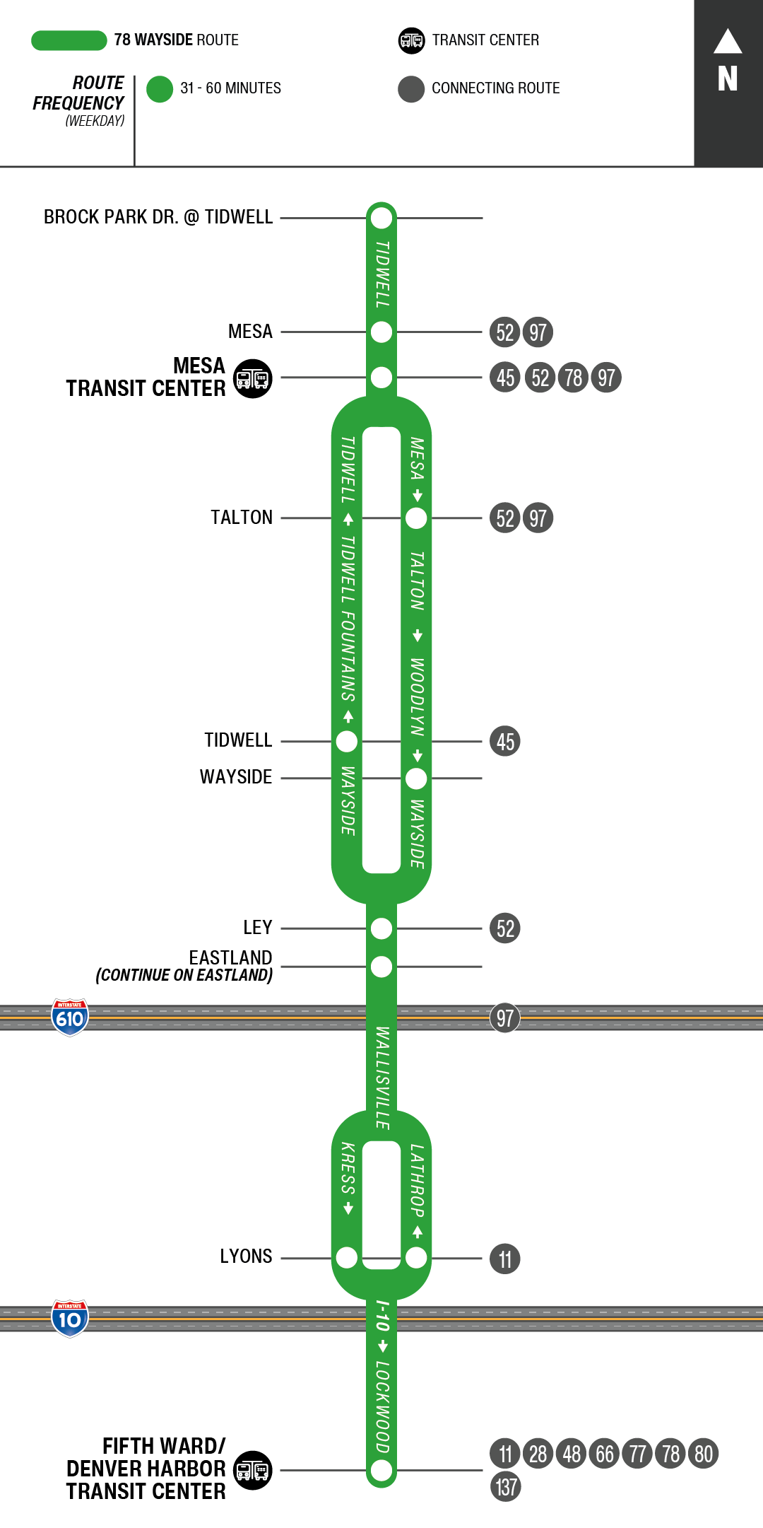 Route map for 78 Wayside bus