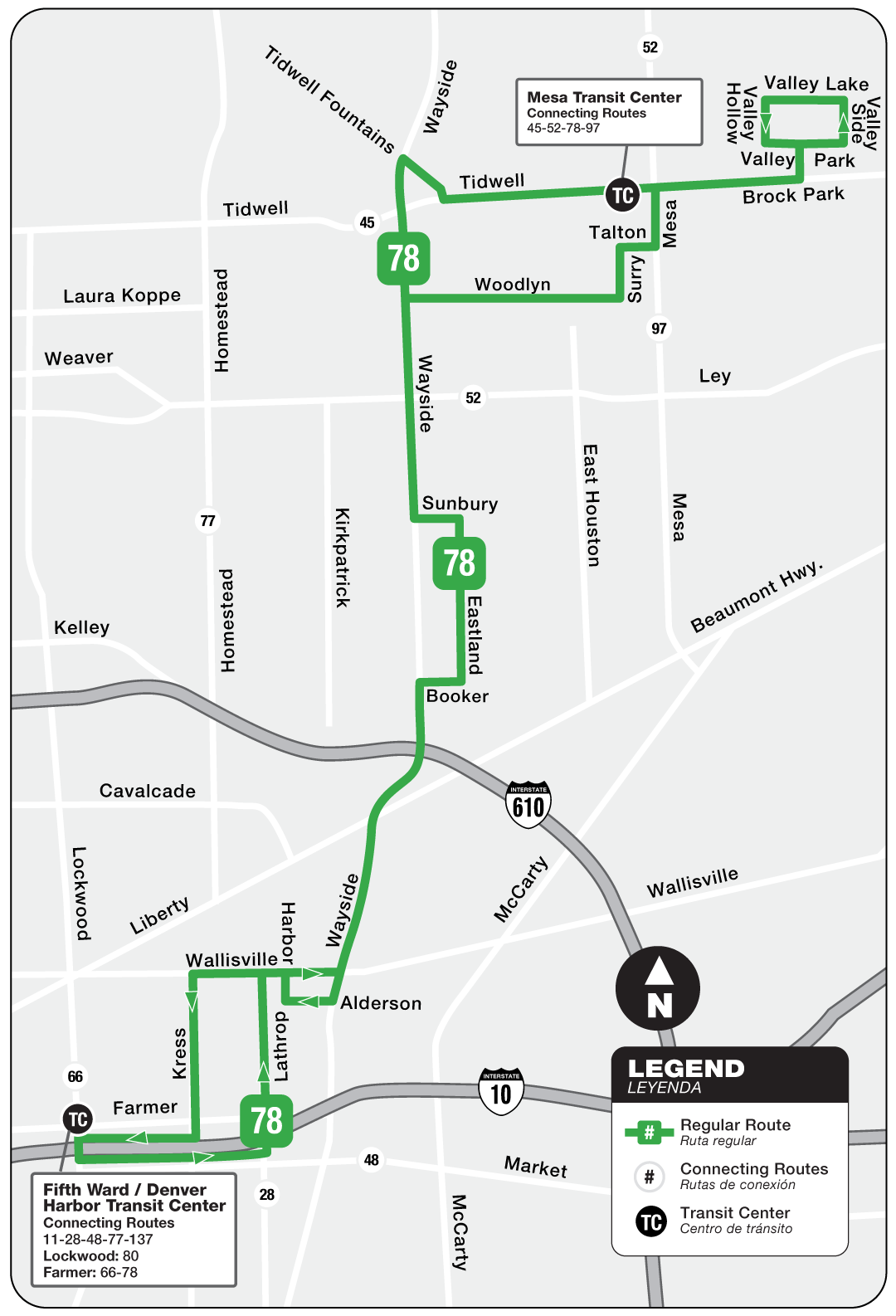 Route map for 78 Wayside bus