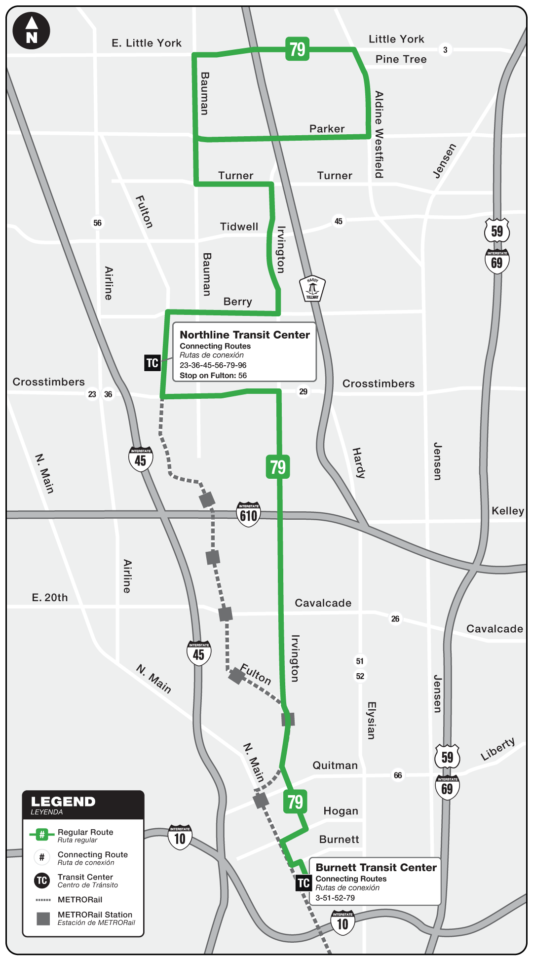 Route map for 79 Irvington bus.