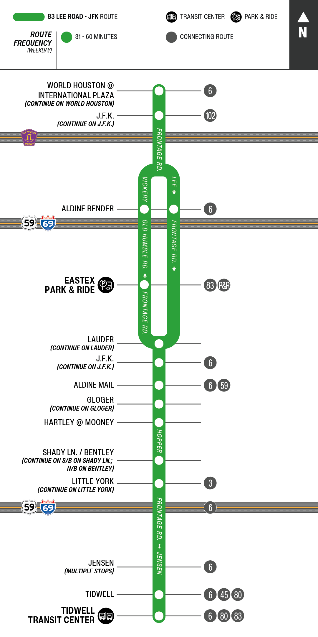 Route map for 83 Lee Road - JFK bus