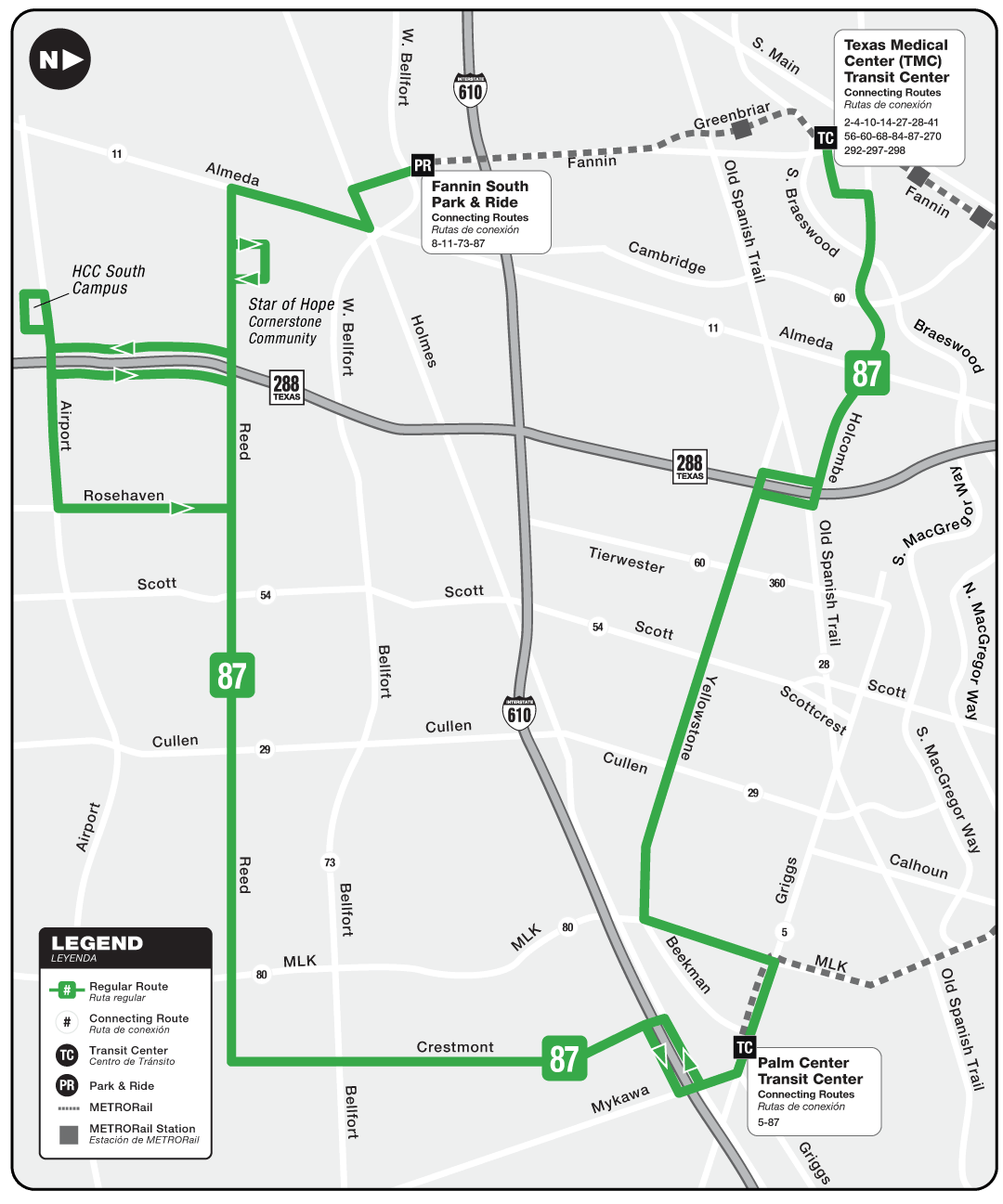 Route map for 87 Sunnyside bus