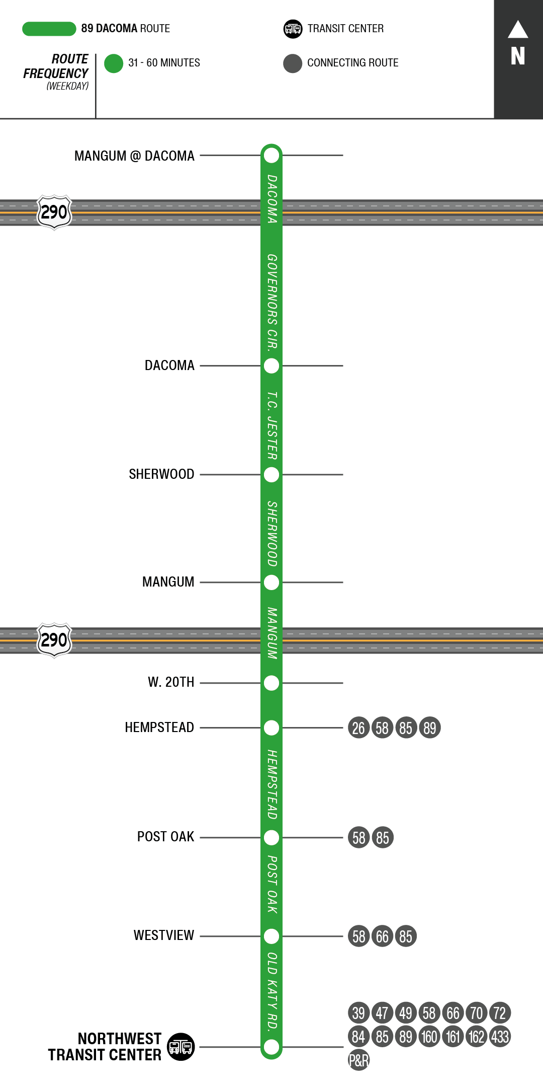 Route map for 89 Dacoma  bus