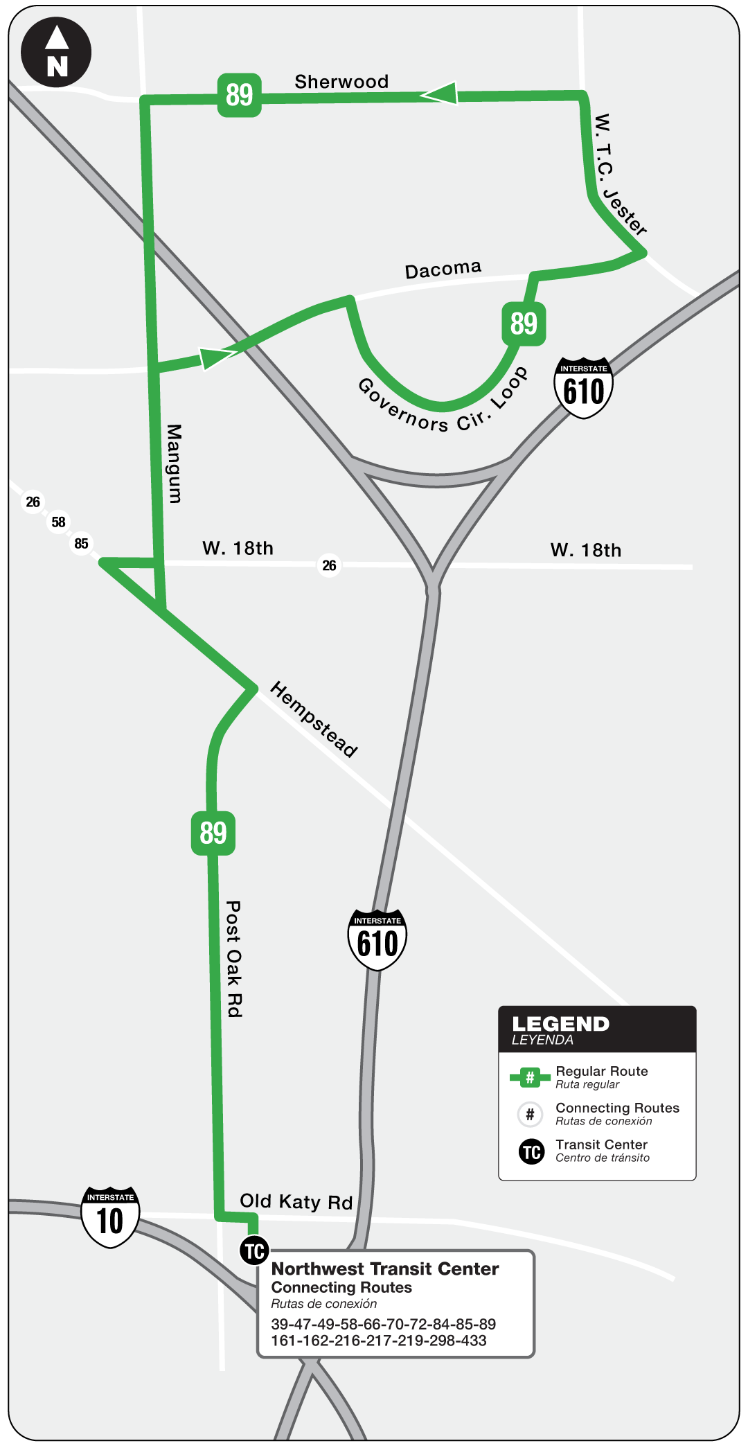 Route map for 89 Dacoma bus.