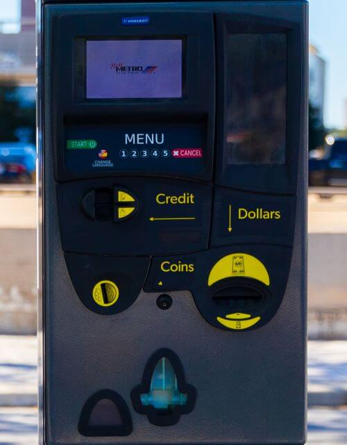 Ticket vending machine found on METRORail and METRORapid platforms