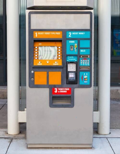 Ticket vending machine where you can buy a $5 METRO Q Fare Card.