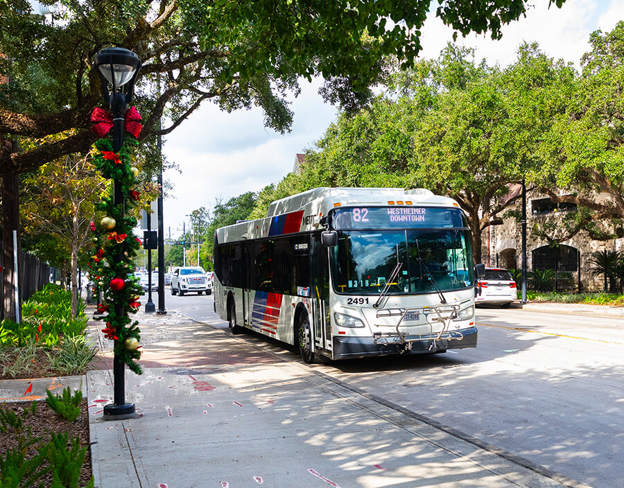 METRO local bus traveling during the holidays.