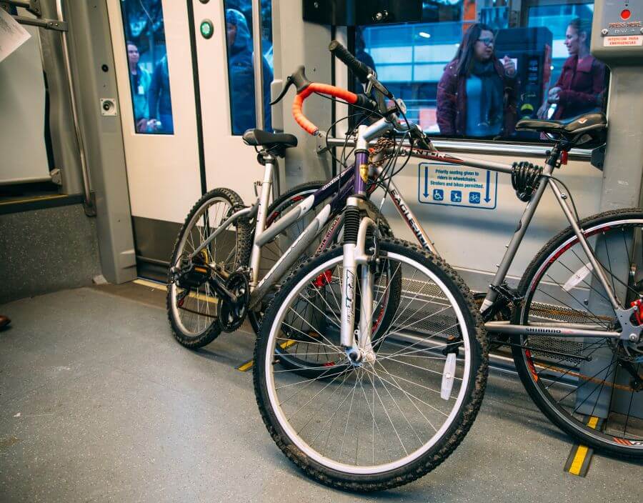 Bikes onboard a METRORail train