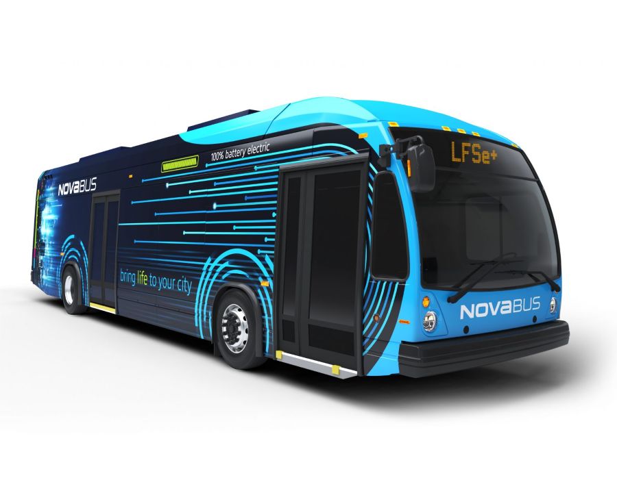 Artist rendering of a NOVA 100% battery electric bus.