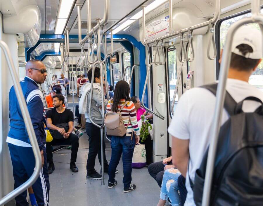 Riders inside METRORail train