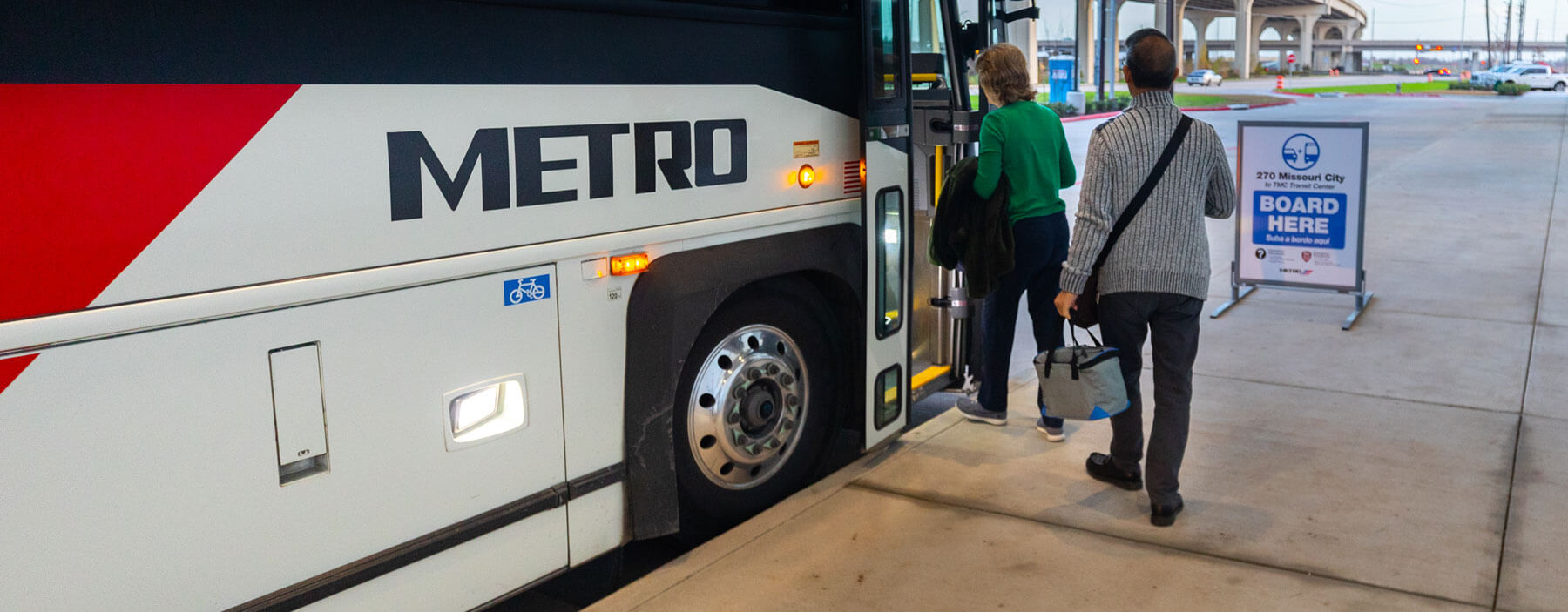 METRO riders boarding a Park & Ride bus.