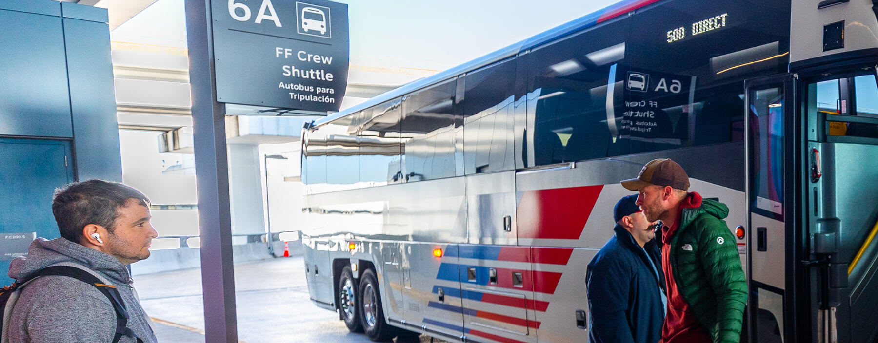 Customer getting off at the airport from the 500 Downtown Direct.