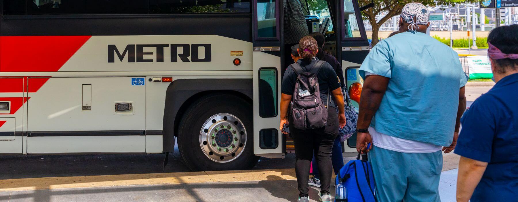 Customers boarding METRO Park & Ride bus